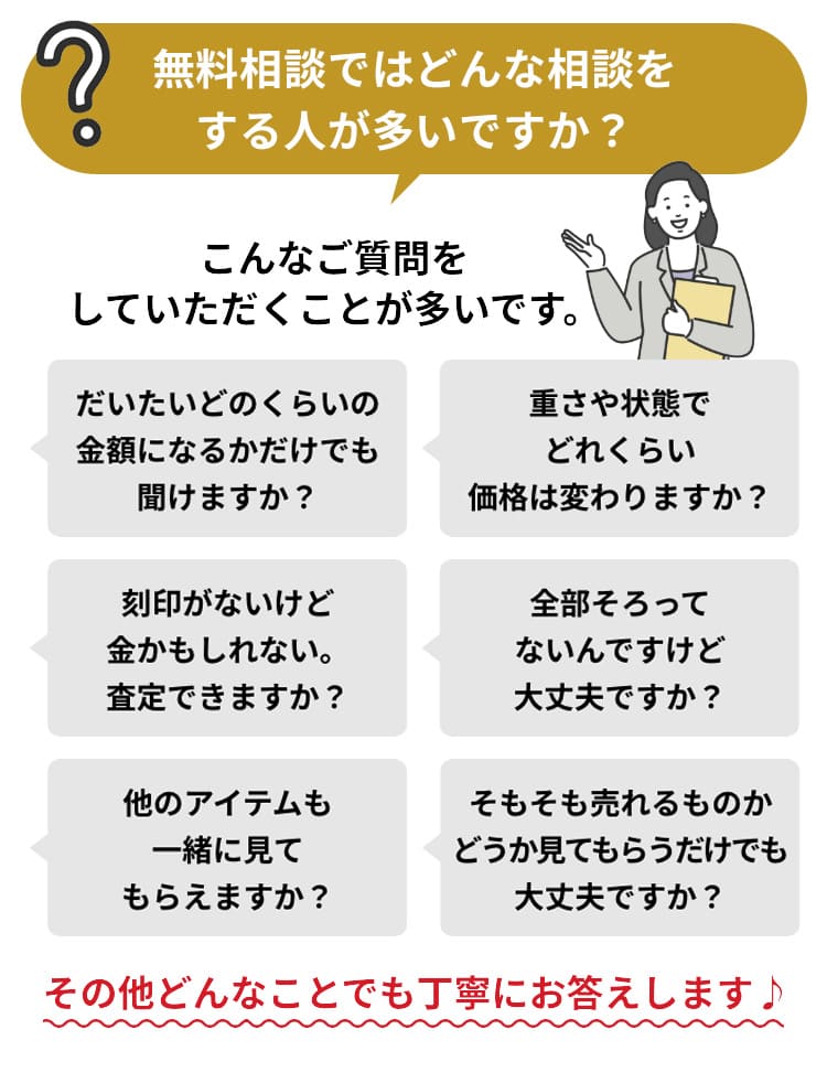無料相談ではどんな相談をする人が多いですか？